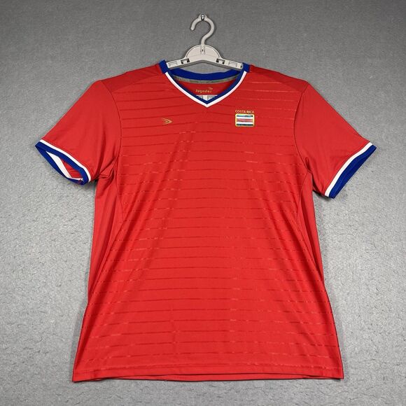 Costa Rica Jersey Mens Medium Red Striped Jugados Soccer National Team Futbol - Picture 1 of 7